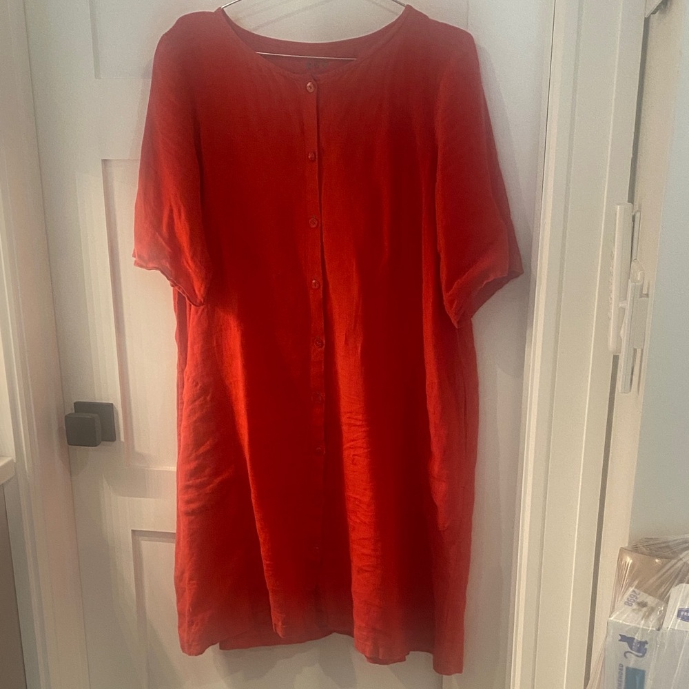 Gudrun Sjoden Red Button-Down Dress
